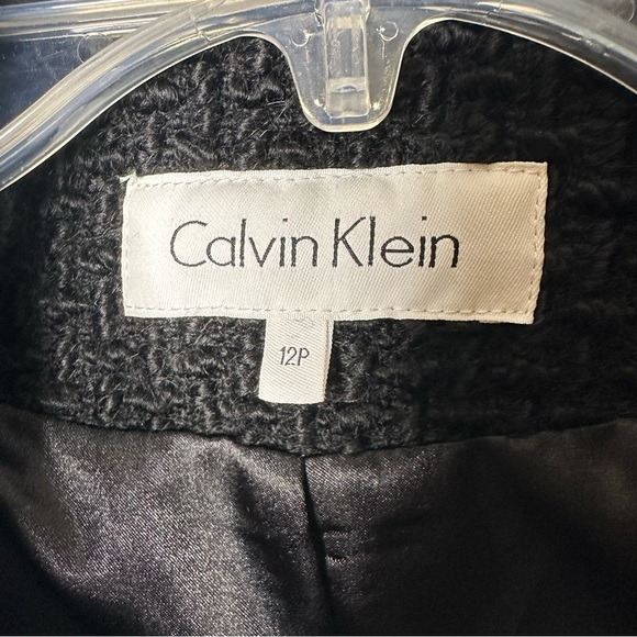 Calvin Klein Wool Knit Pea Coat Belt Warm Pockets Collar size 12p - Picture 5 of 12
